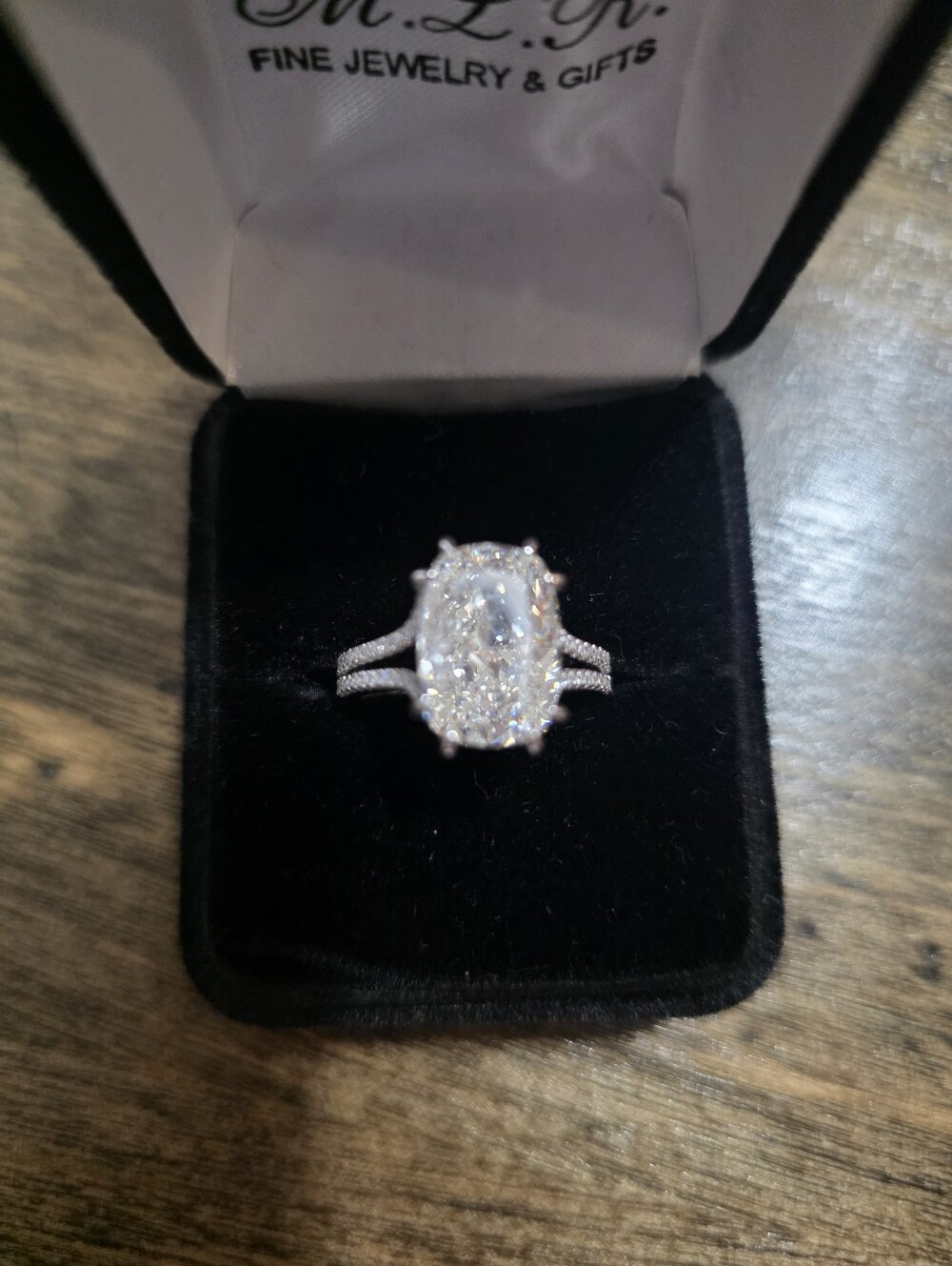 Silver Halo Oval Moissante Engagement Ring - White